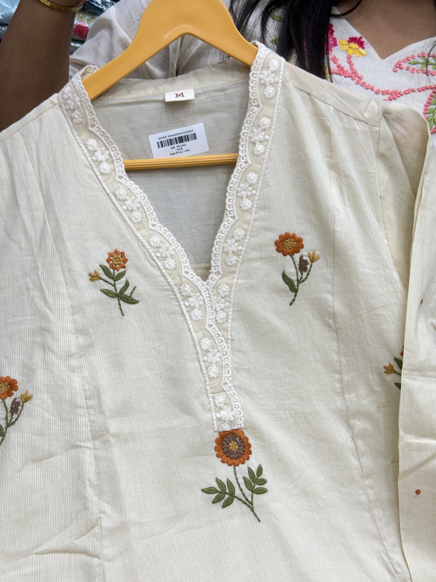 Pure Cotton 3-Piece Kurta Set with Doodle Embroidery & Lace Work | Comfortable Summer Aesthetic Ethnic Wear for Women
