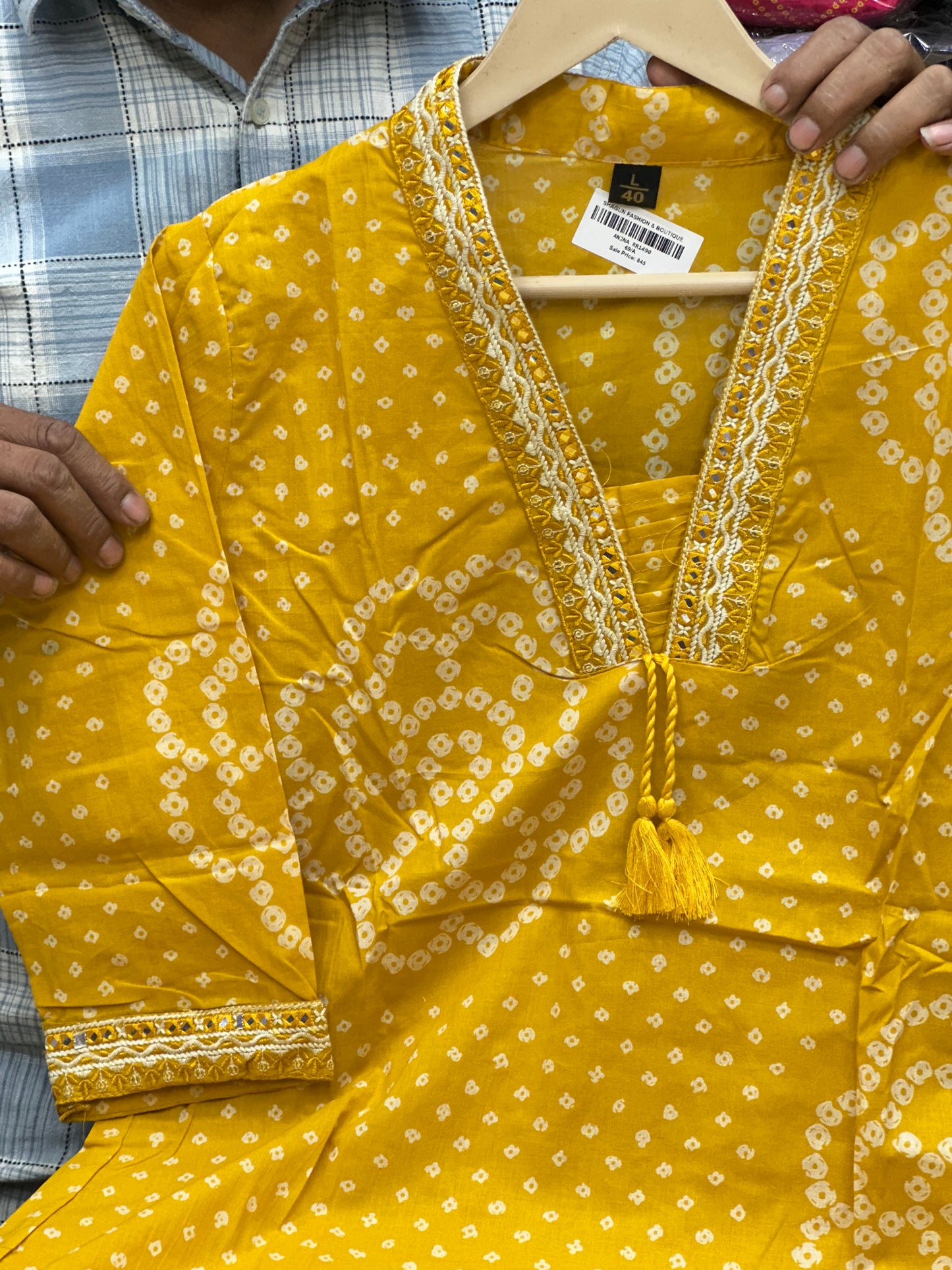 Pure Cotton Yellow Bandhani Print Straight Suit Set with Lace Detailing | Rajasthani Ethnic Casual & Office Wear
