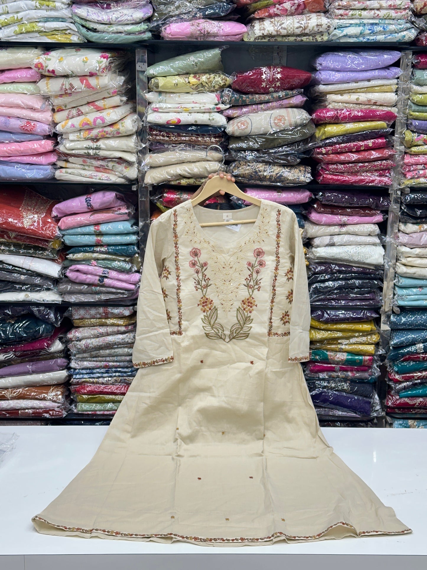 Pure Cotton Hand Embroidered Kurta Set for Women | 3-Piece  Suit in pastel Colors | Comfortable Simple Office Wear
