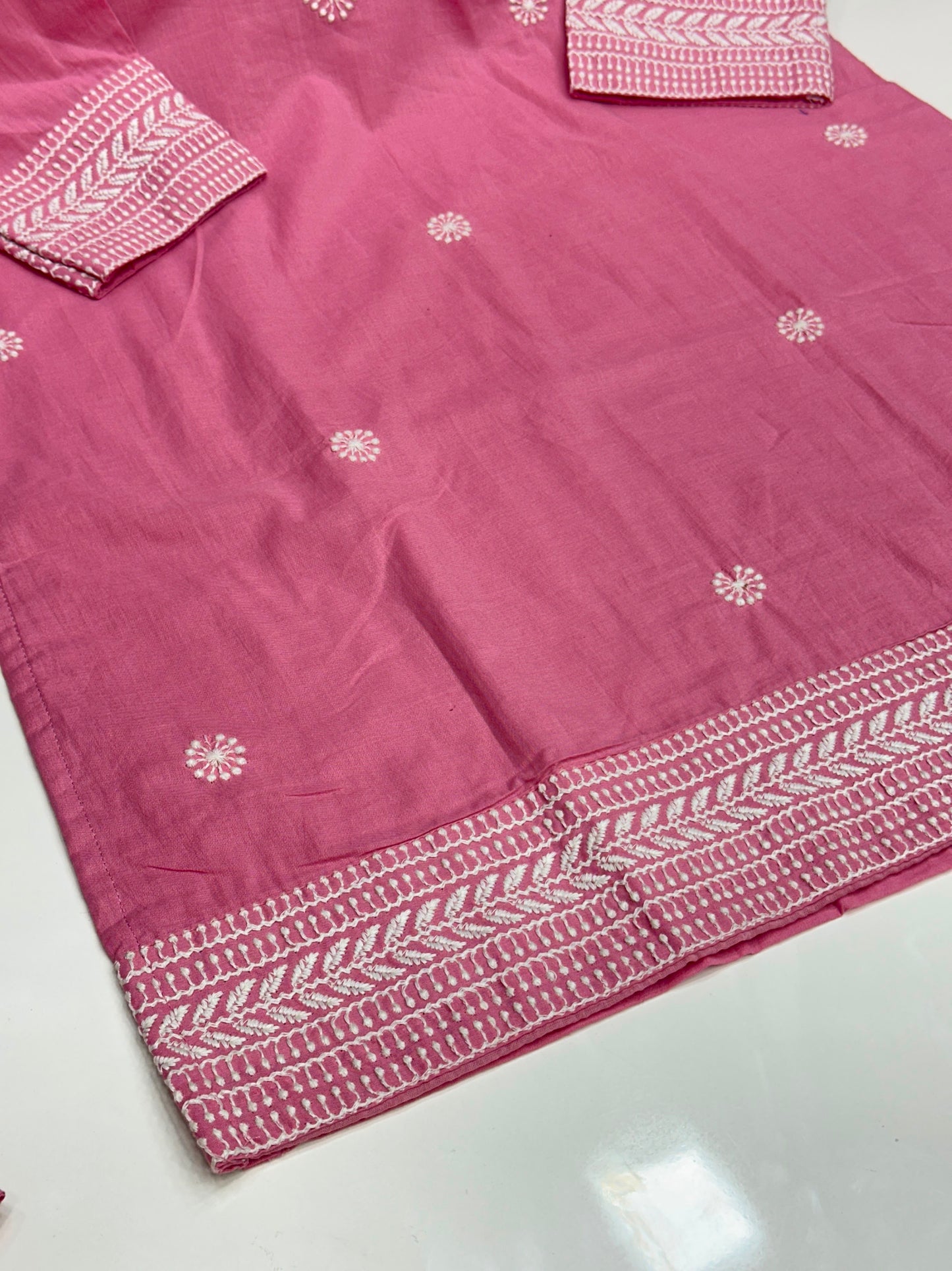 Women's Pure Cotton 3-Piece Kurta Set | Embroidered Farshi Salwar Suit with Tie-Dye Dupatta | Ethnic Wear