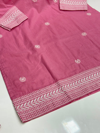 Women's Pure Cotton 3-Piece Kurta Set | Embroidered Farshi Salwar Suit with Tie-Dye Dupatta | Ethnic Wear