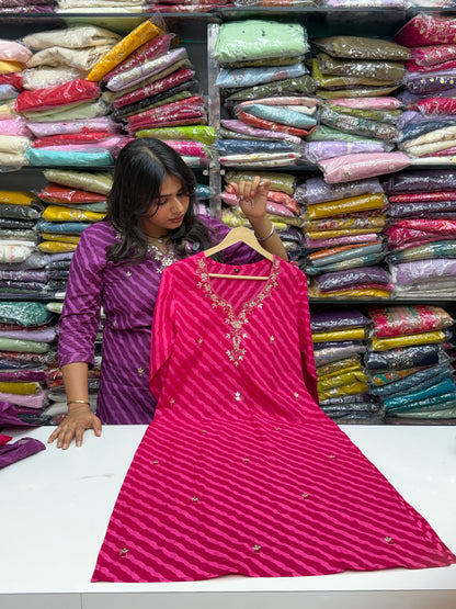 Handcrafted Gota Patti Leheriya 3-Piece Suit Set in 4 Colors.