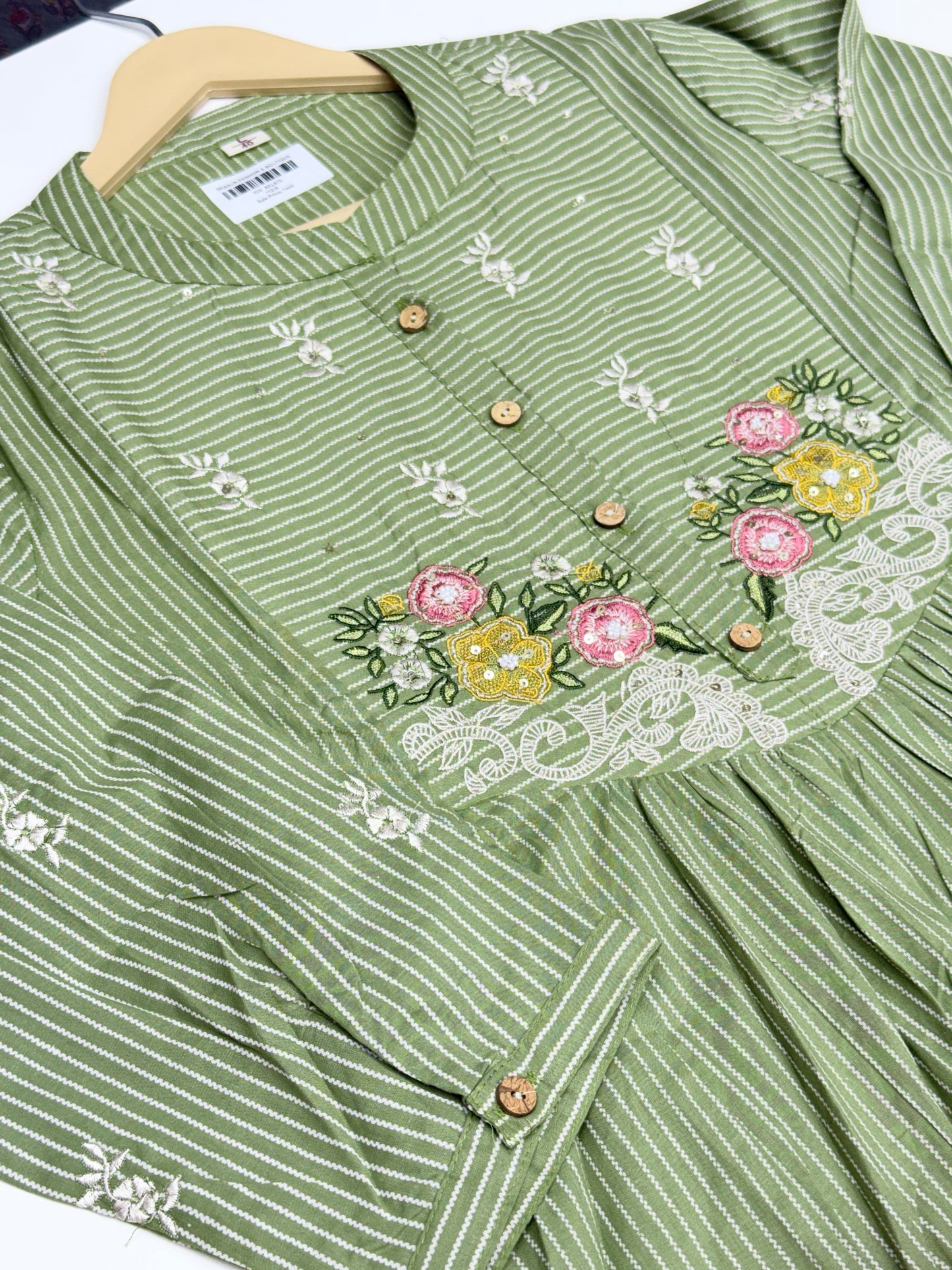 Pure Cotton Hand Embroidered Kurta Set for Women | 3-Piece  Suit in pastel Colors | Comfortable Simple Office Wear