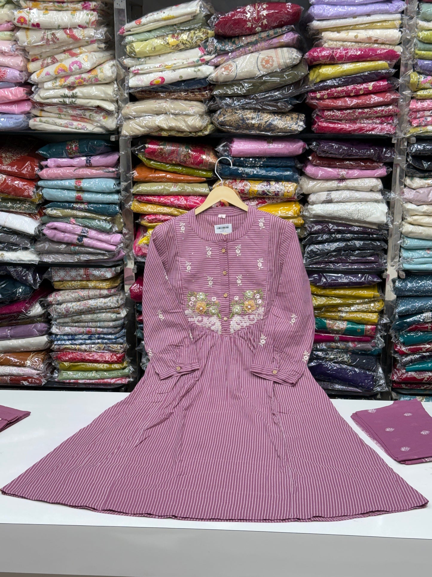 Pure Cotton Hand Embroidered Kurta Set for Women | 3-Piece  Suit in pastel Colors | Comfortable Simple Office Wear