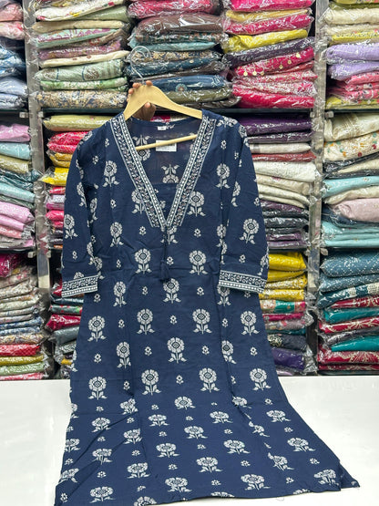 Women's Pure Cotton Floral Printed 3 Piece Kurta Set | V-Neck Straight Kurti with Pant and Dupatta RR1499