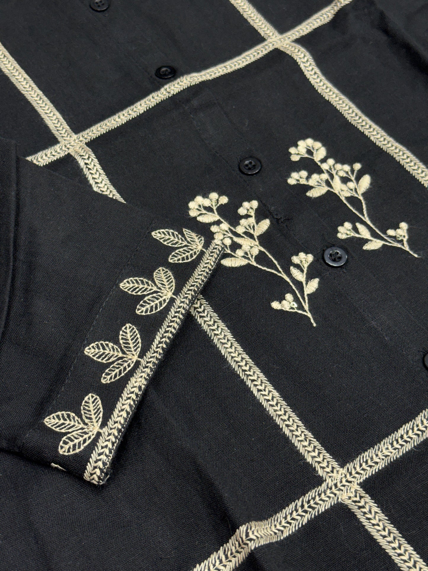 Pure cotton trendy Co-ord set in shirt pattern with thread work detailing on shirt and loose pants comfortable for summers