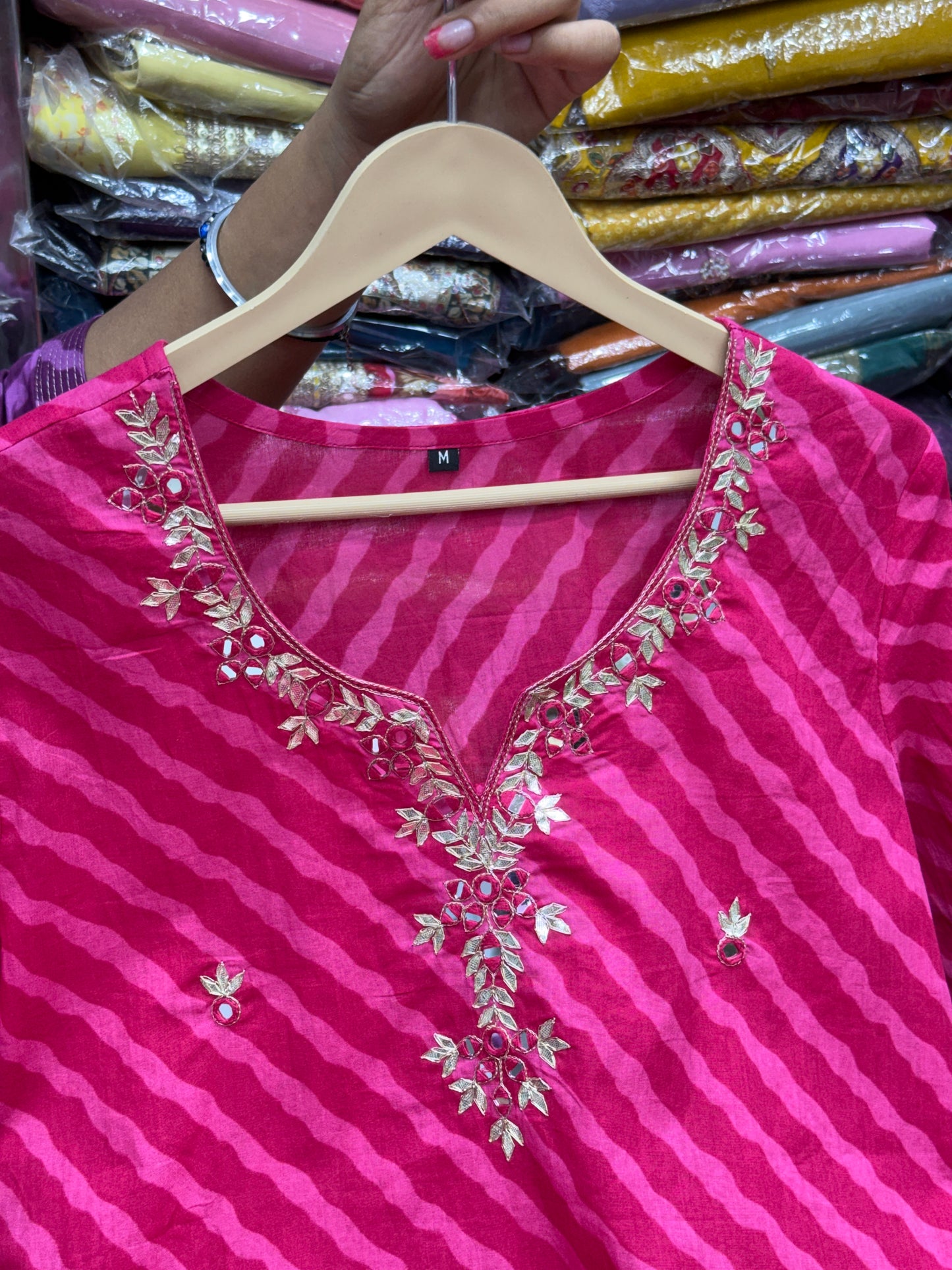 Handcrafted Gota Patti Leheriya 3-Piece Suit Set in 4 Colors.