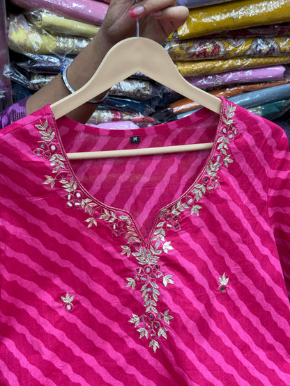 Handcrafted Gota Patti Leheriya 3-Piece Suit Set in 4 Colors.