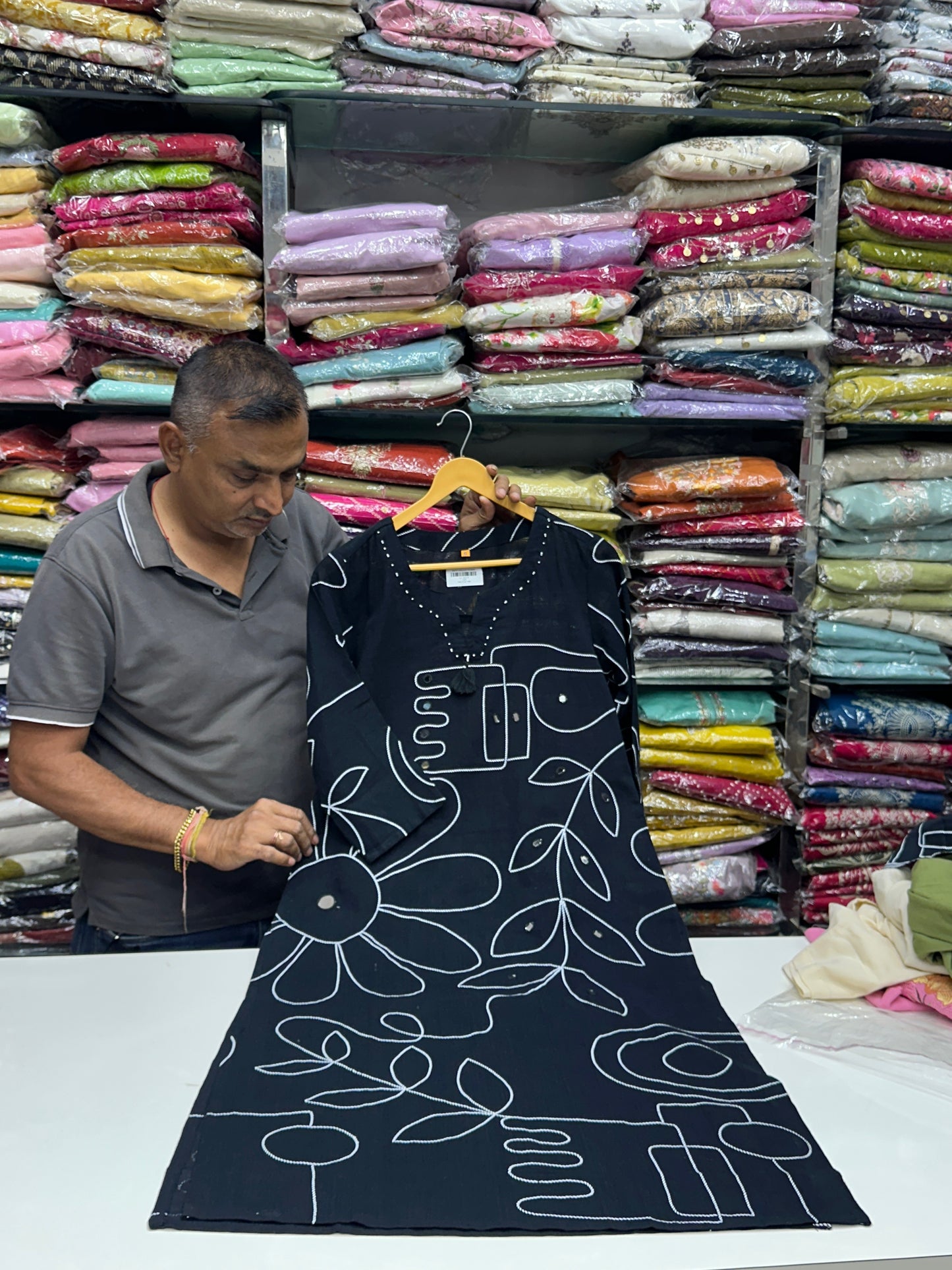 Pure Cotton Abstract detailing 3-Piece Suit Set with Dupatta – Kurta, Bottom & Dupatta