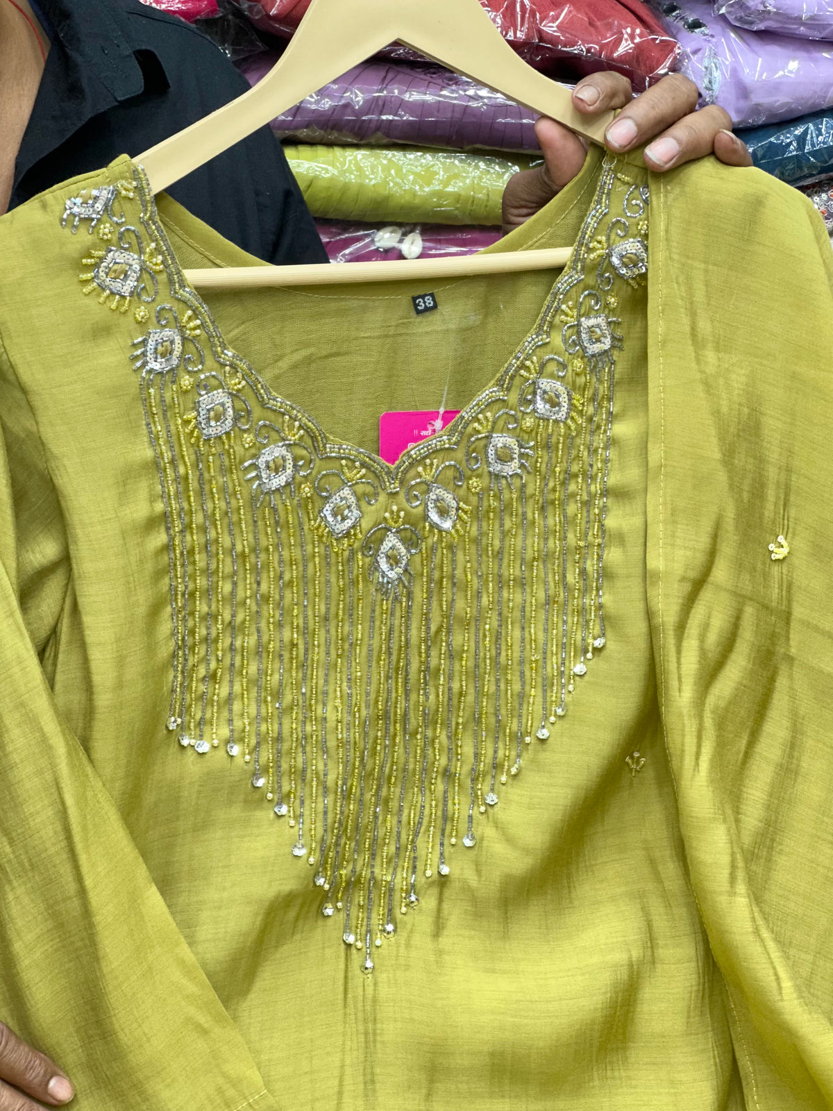 Pure Mul Chanderi Handwork Party Wear Kurta Set | Exquisite Kolkata Hand-Embroidered 3-Piece Festive Outfit
