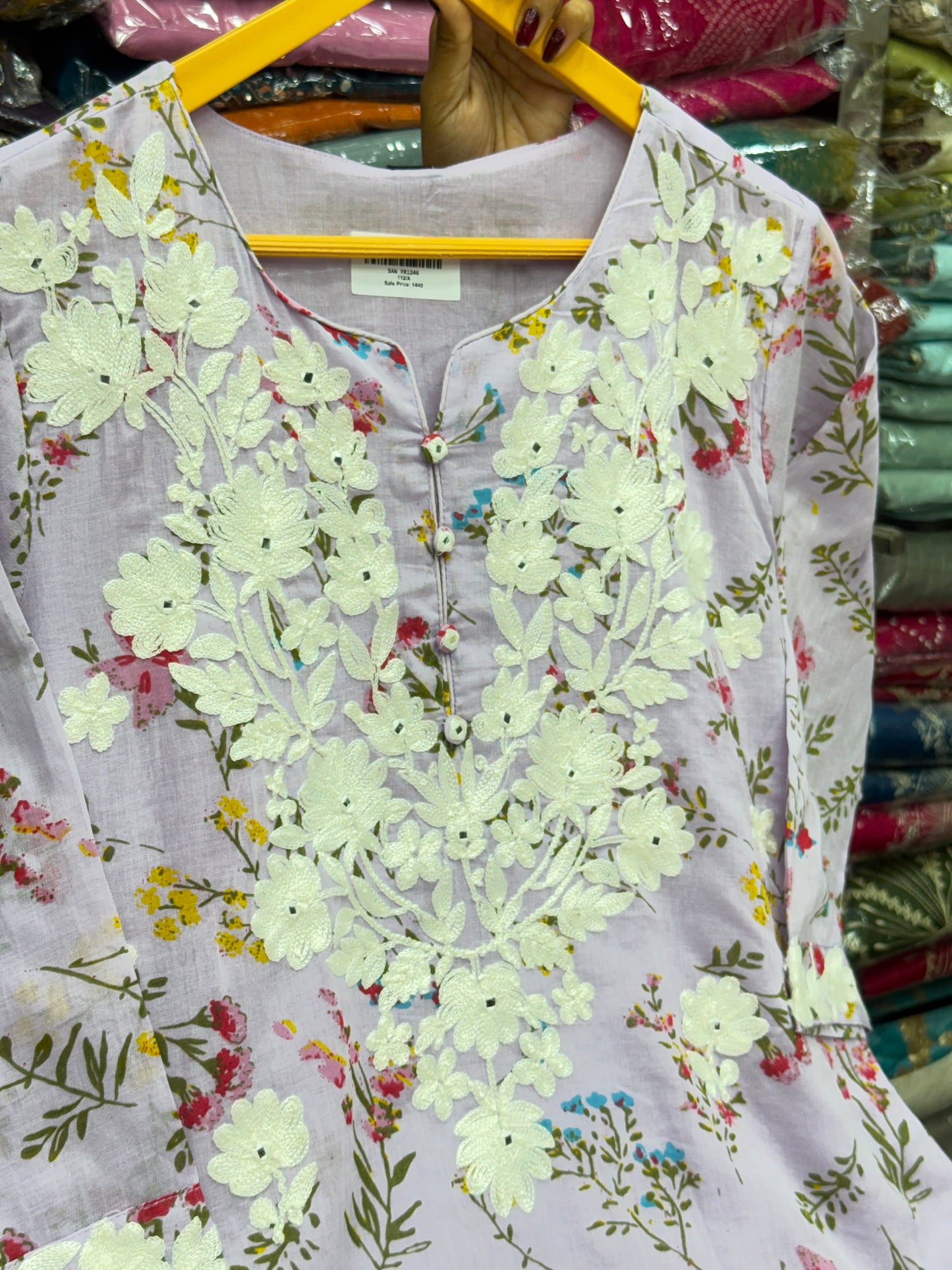 Cotton Floral Printed Kurta Set with Lucknowi Chikankari Embroidery & Dupatta (3-Piece)