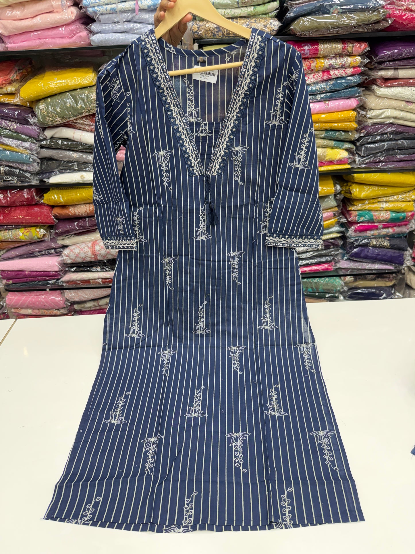 Women's Pure Cotton Printed 3-Piece Kurta Pant Set with Dupatta | Summer Comfort Ethnic Suit with Lace Work & Tassel Detailing RR1494