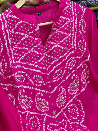 Festive Wear Pure Crepe Bandhani Kurta Set for Women | Comfortable Ethnic Wear