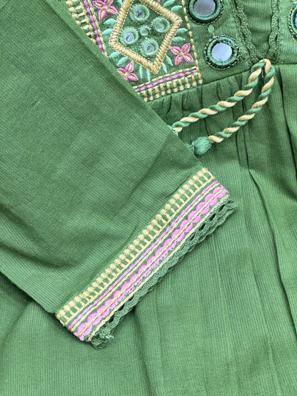 Pure cotton 3 piece kurta set with cross thread detailing On Neck RR1551