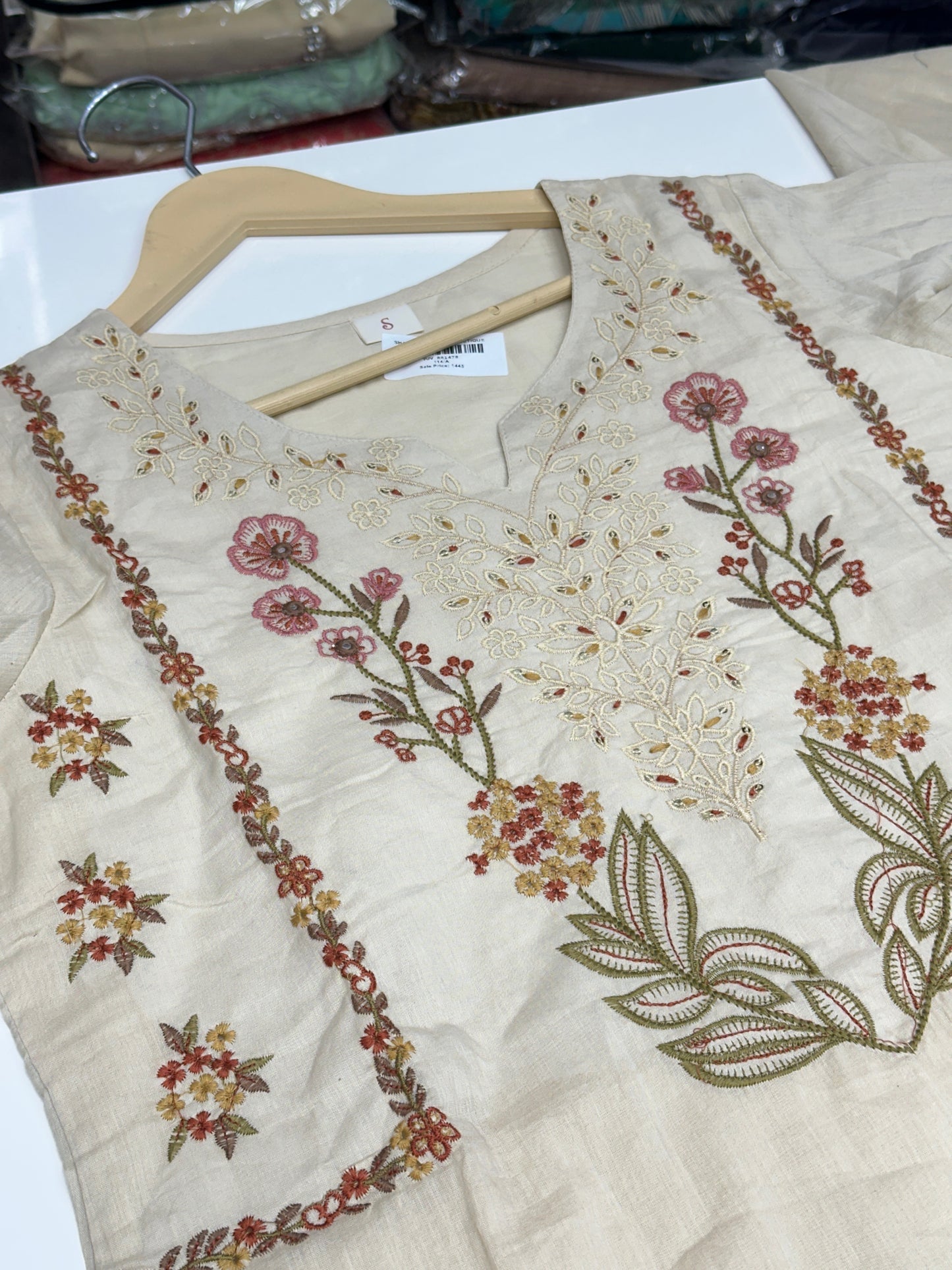 Pure Cotton Hand Embroidered Kurta Set for Women | 3-Piece  Suit in pastel Colors | Comfortable Simple Office Wear