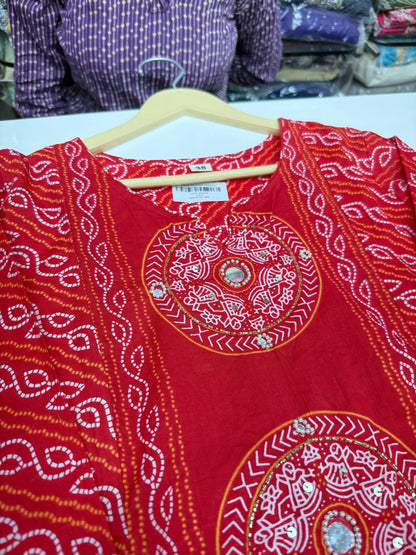 Pure Cotton Bandhani Print 3-Piece Kurta Set with Loose Pants & Dupatta | Sawan Special Affordable Summer Suit for Women
