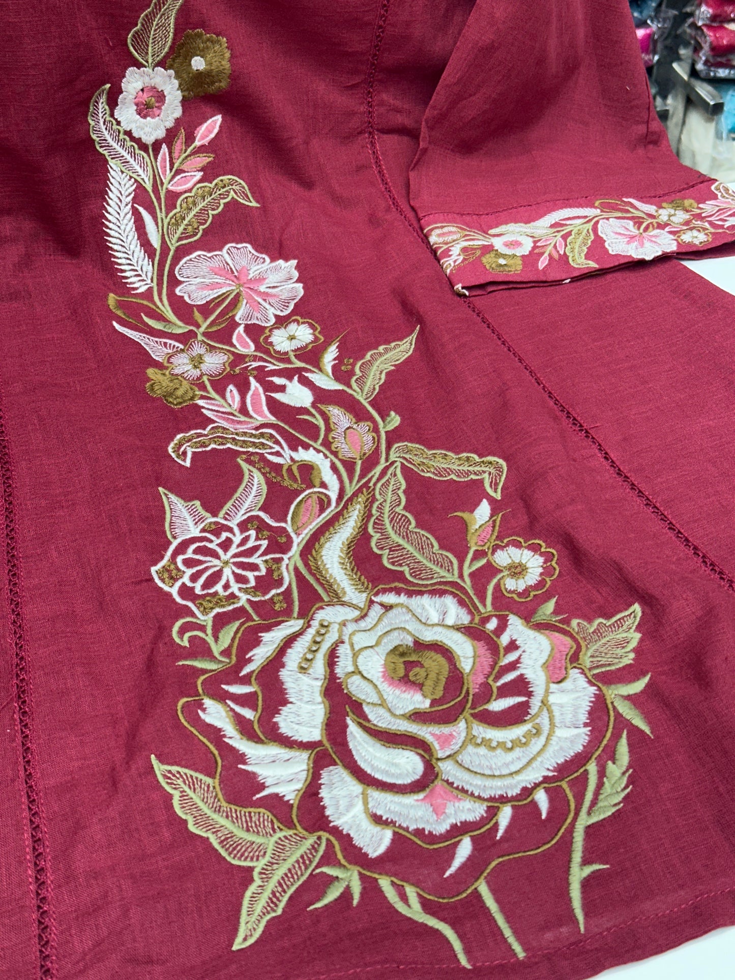 Pure Cotton 3 Piece Farshi Salwar Suit with thread work detailing