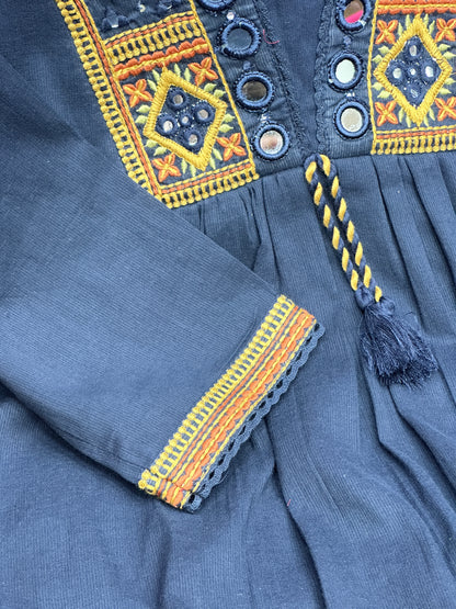 Pure cotton 3 piece kurta set with cross thread detailing On Neck RR1551