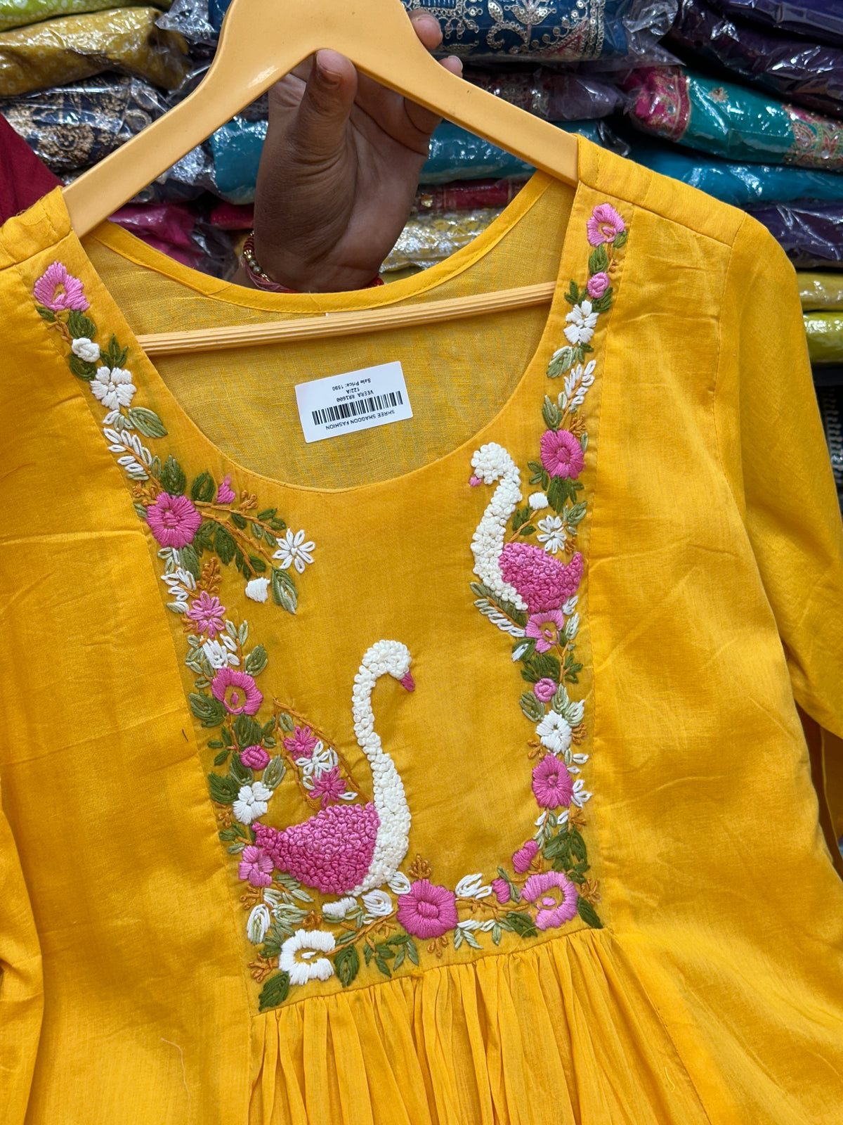 Yellow Mul Cotton 3-Piece Kurta Set With Floral Embroidery And Luse Plazo With  Dupatta | Premium Summer Ethnic Wear for Women aesthetic article for outgoing RR1600