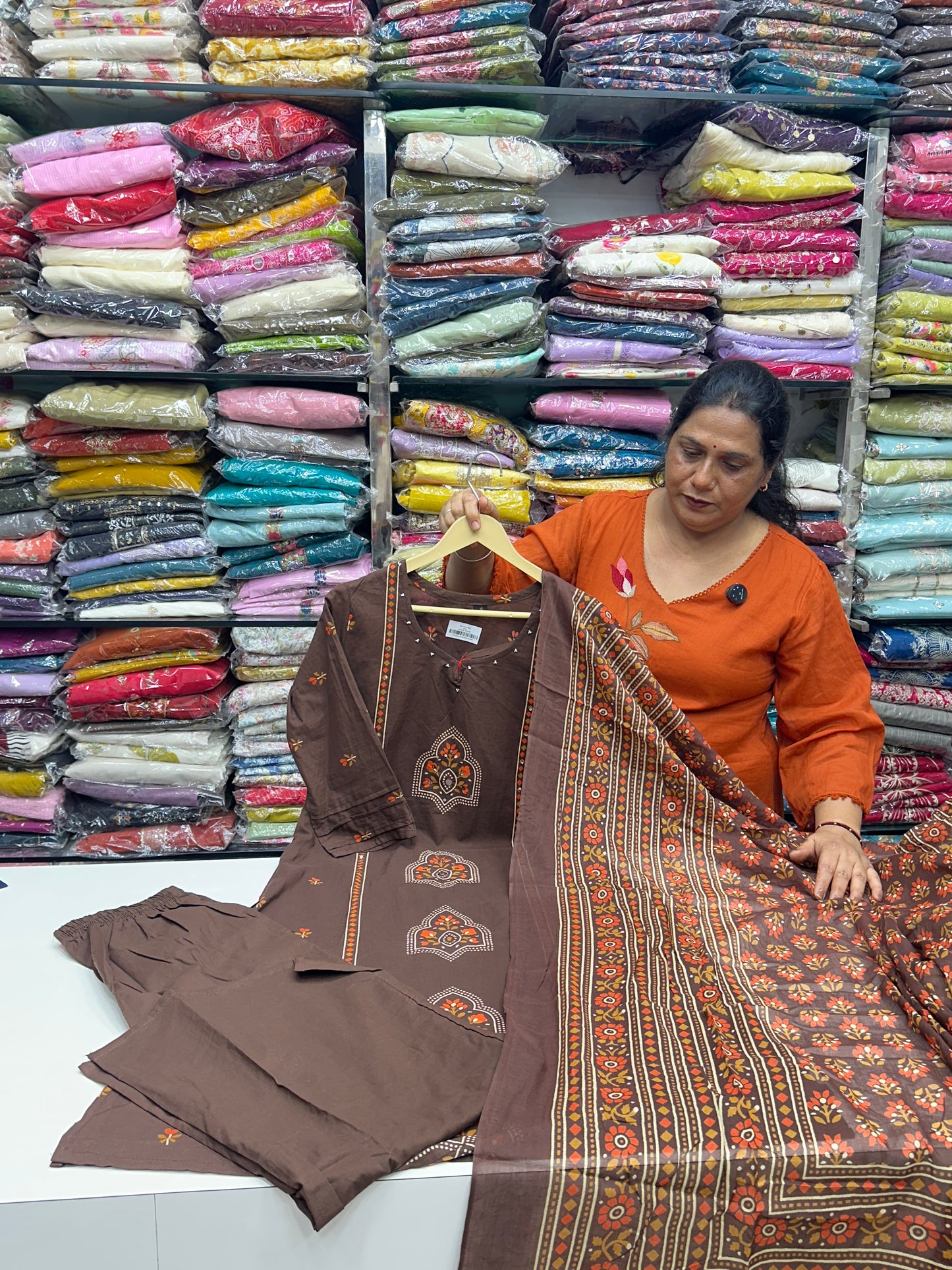 Block printed pure cotton Kurta Set with Pants & Dupatta RR1528