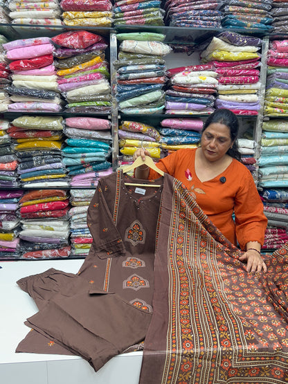 Block printed pure cotton Kurta Set with Pants & Dupatta RR1528