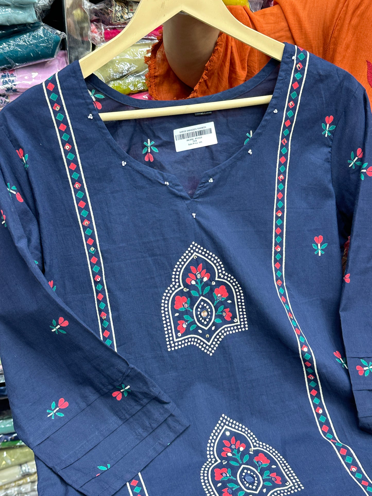 Block printed pure cotton Kurta Set with Pants & Dupatta RR1528