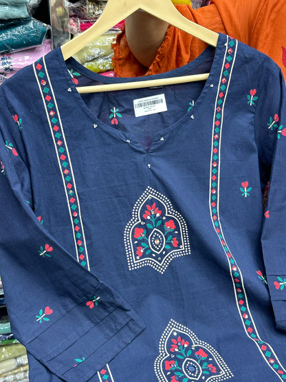 Block printed pure cotton Kurta Set with Pants & Dupatta RR1528