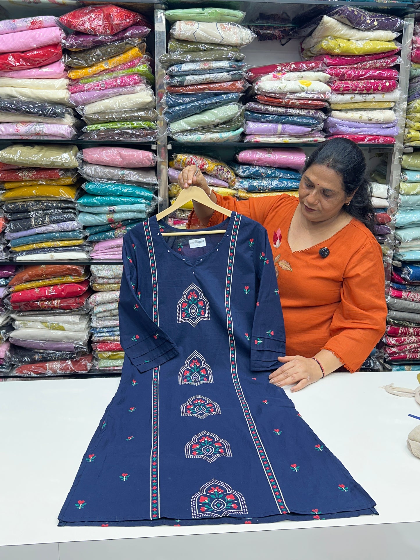 Block printed pure cotton Kurta Set with Pants & Dupatta RR1528