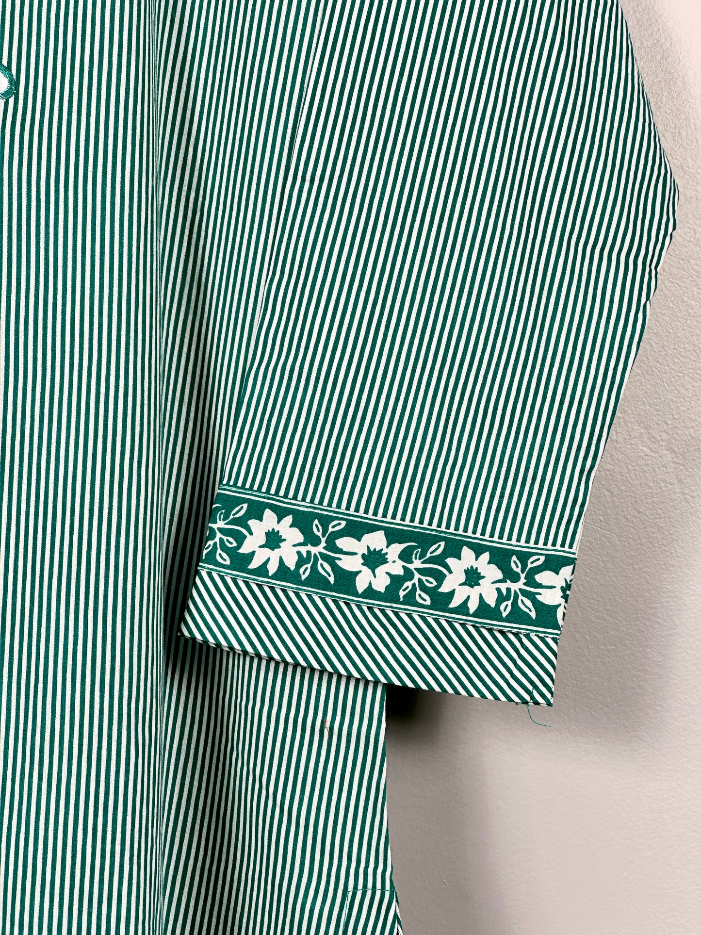 Green Soft Cotton Stripped Office Wear straight Suit with Applique work RR1301 green