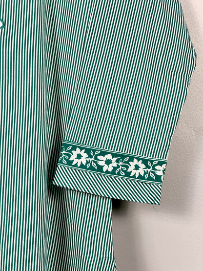 Green Soft Cotton Stripped Office Wear straight Suit with Applique work RR1301 green