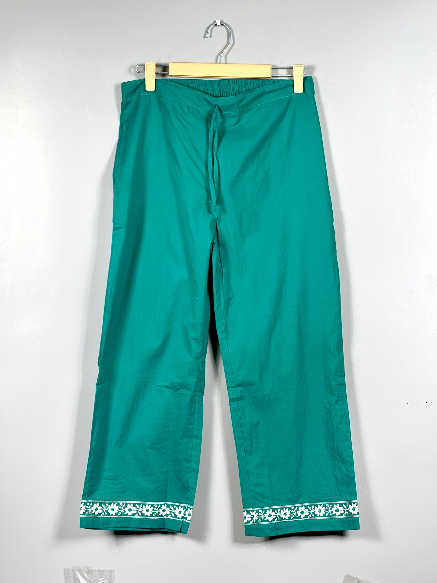Green Soft Cotton Stripped Office Wear straight Suit with Applique work RR1301 green