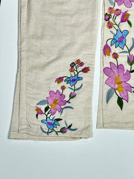 off white beautiful floral Embroidered khadi cotton suit RR1072 off-white