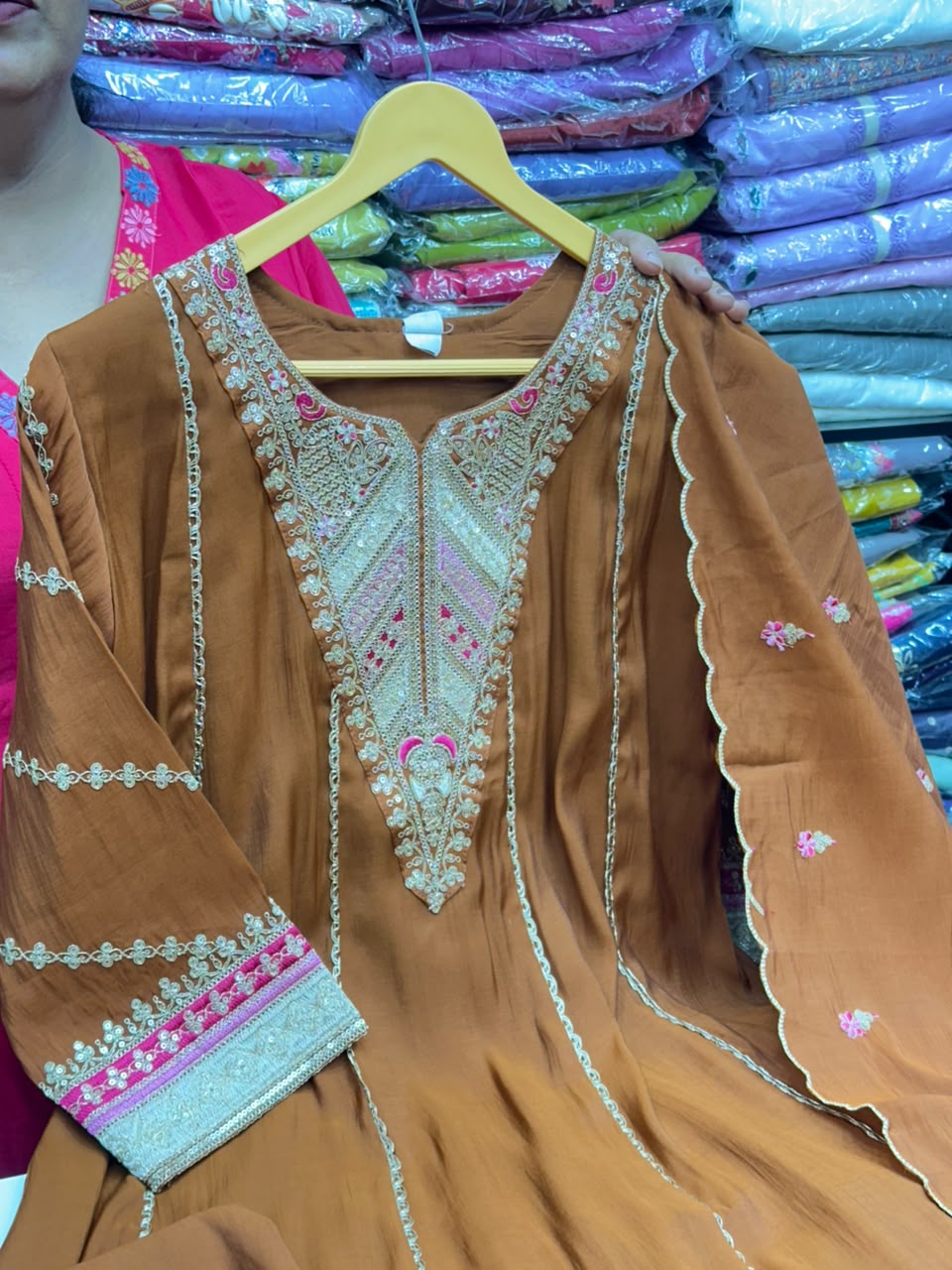 Designer Pure Mul Chanderi Zari Work Anarkali Kurta Set | 3-Piece Festive & Party Wear Ethnic Suit⁠