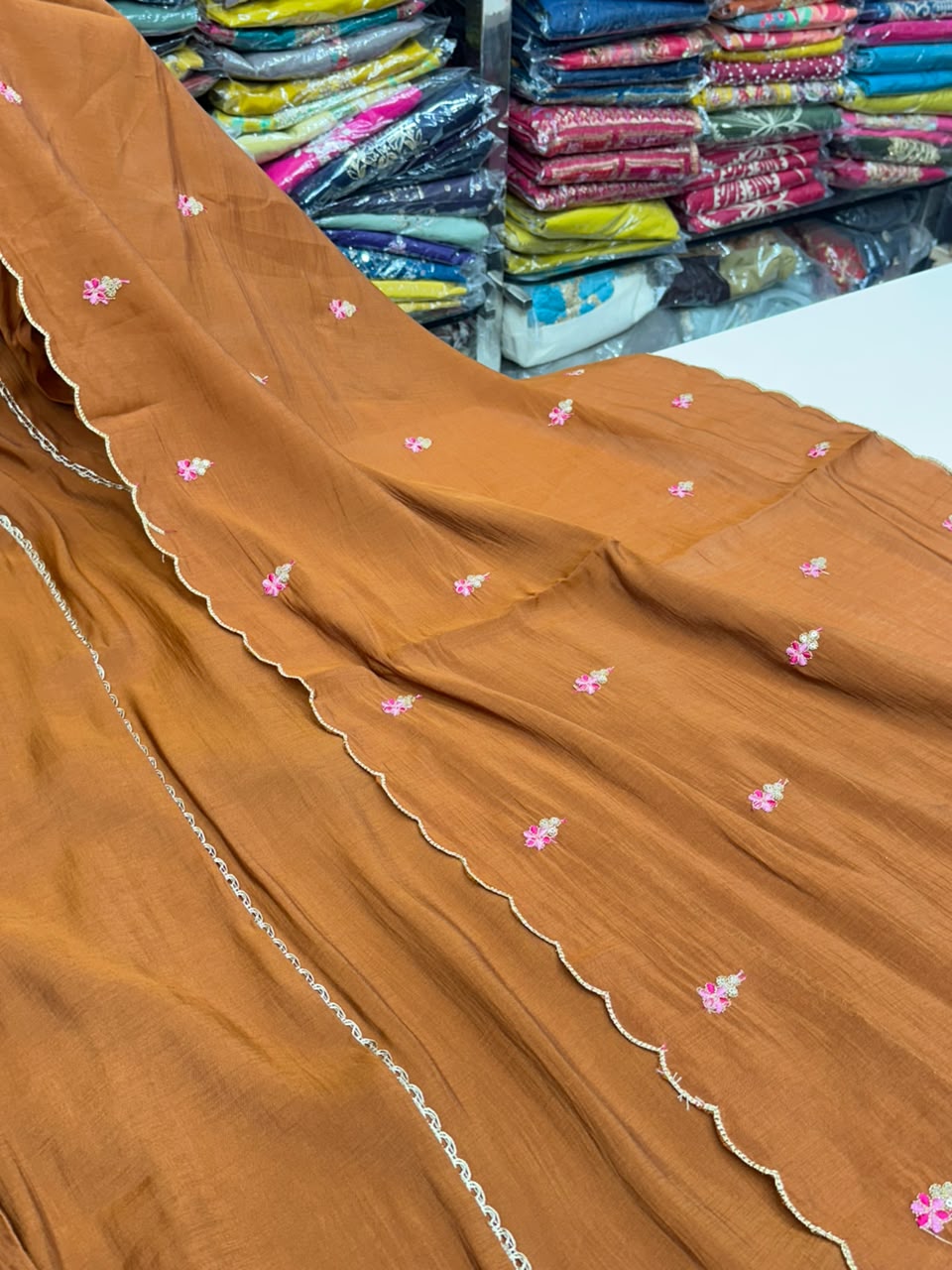 Designer Pure Mul Chanderi Zari Work Anarkali Kurta Set | 3-Piece Festive & Party Wear Ethnic Suit⁠