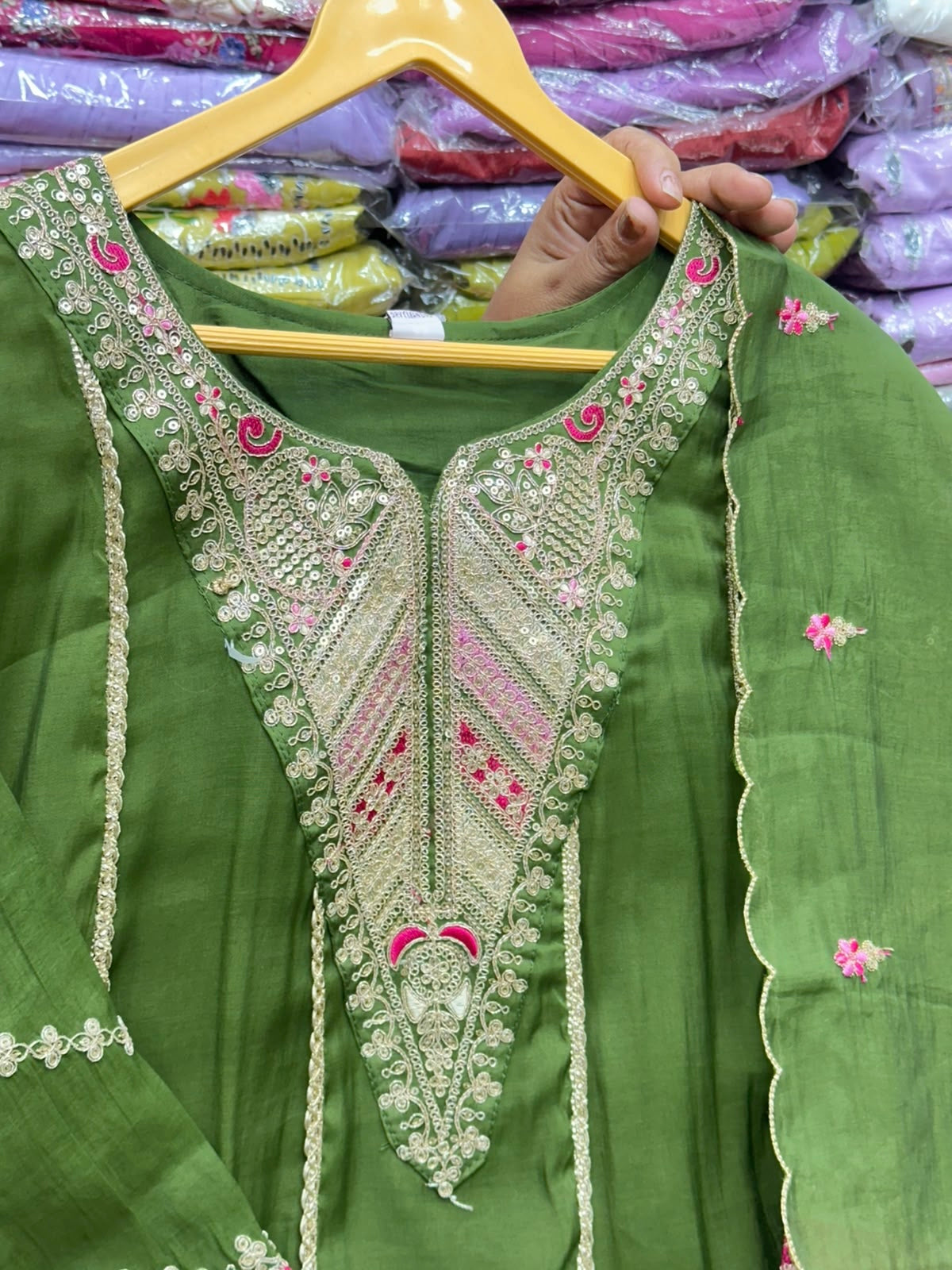 Designer Pure Mul Chanderi Zari Work Anarkali Kurta Set | 3-Piece Festive & Party Wear Ethnic Suit⁠