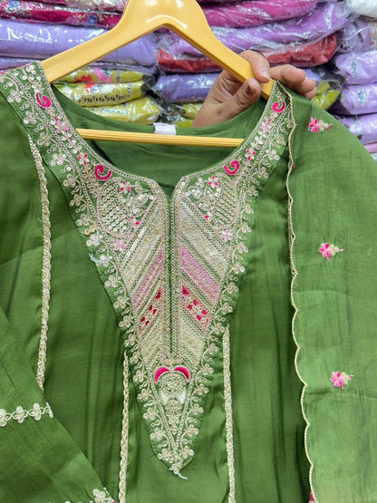 Designer Pure Mul Chanderi Zari Work Anarkali Kurta Set | 3-Piece Festive & Party Wear Ethnic Suit⁠