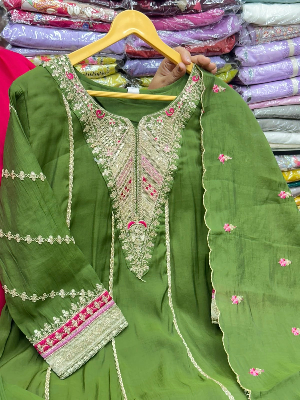 Designer Pure Mul Chanderi Zari Work Anarkali Kurta Set | 3-Piece Festive & Party Wear Ethnic Suit⁠