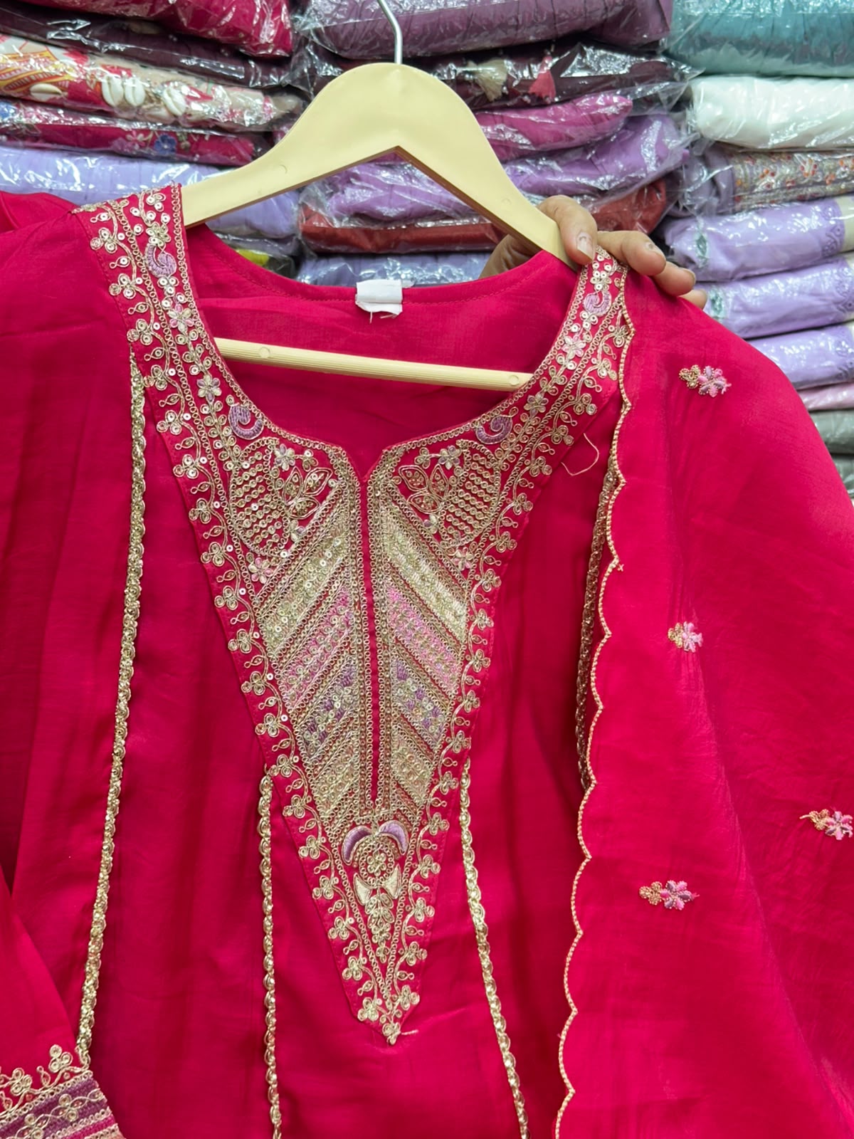 Designer Pure Mul Chanderi Zari Work Anarkali Kurta Set | 3-Piece Festive & Party Wear Ethnic Suit⁠