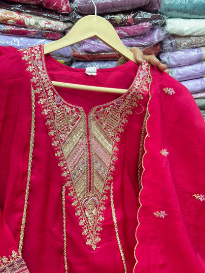 Designer Pure Mul Chanderi Zari Work Anarkali Kurta Set | 3-Piece Festive & Party Wear Ethnic Suit⁠