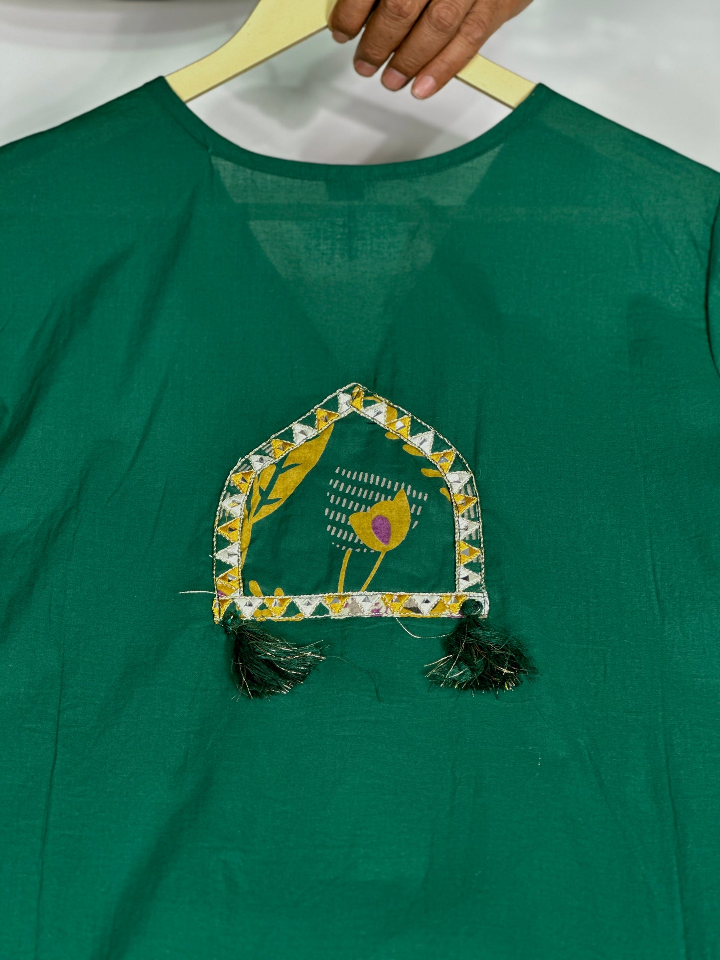 Pure Cotton Semi Formal Straight Suit With Beautiful Embroidery work on Designer Neck RR1322-Green