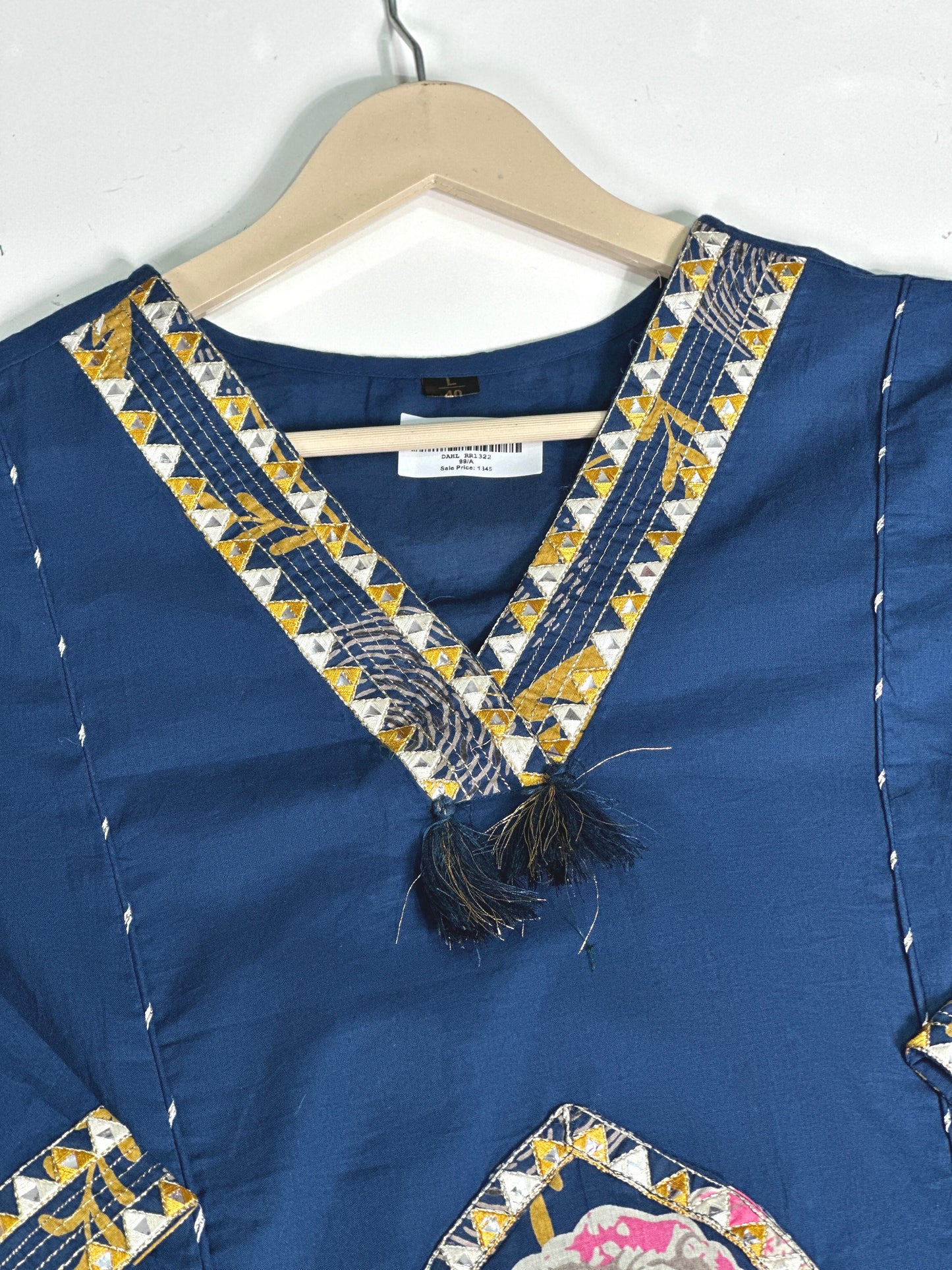 Pure Cotton Semi Formal Straight Suit With Beautiful Embroidery work on Designer Neck RR1322-Blue