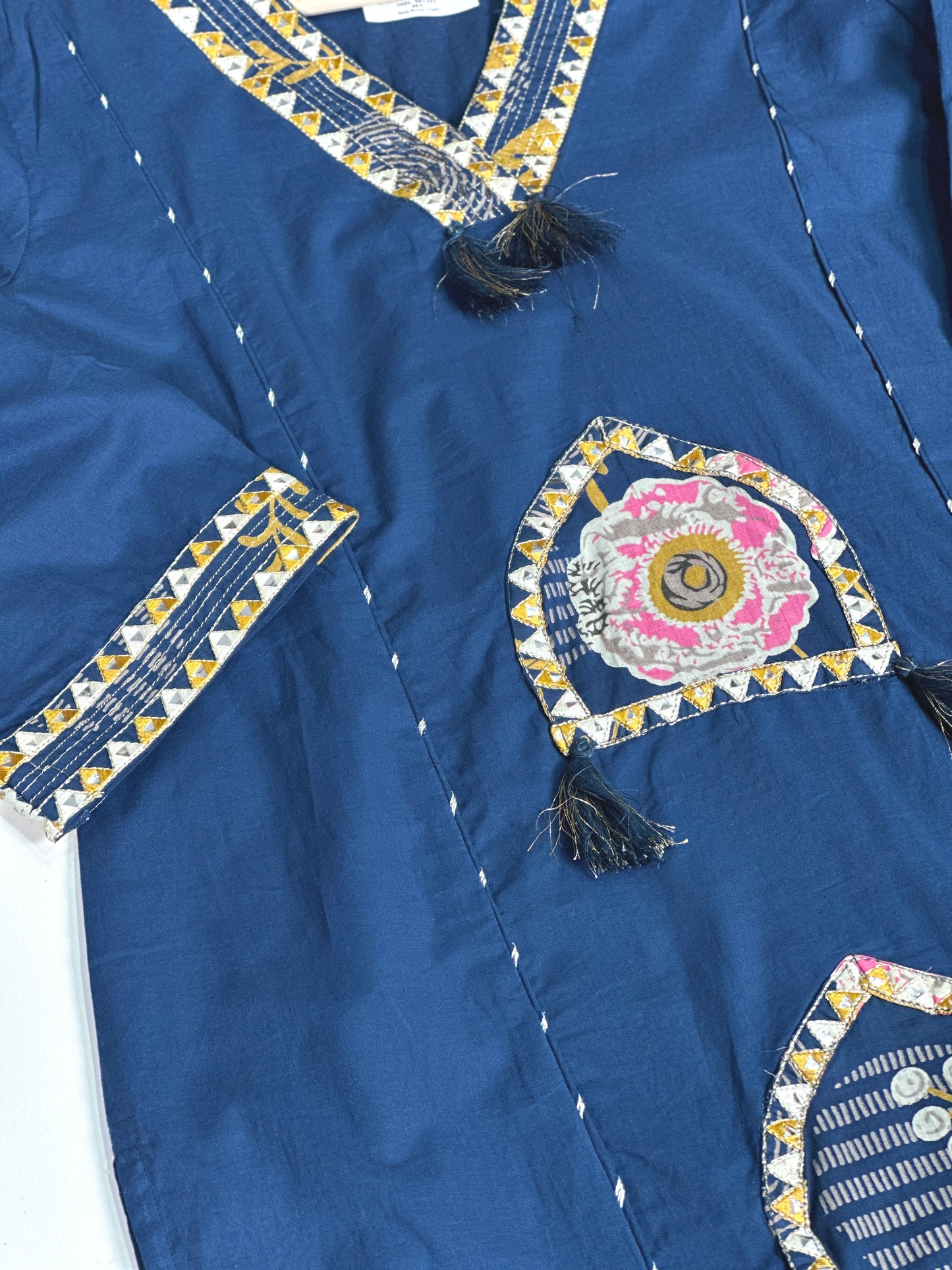 Pure Cotton Semi Formal Straight Suit With Beautiful Embroidery work on Designer Neck RR1322-Blue