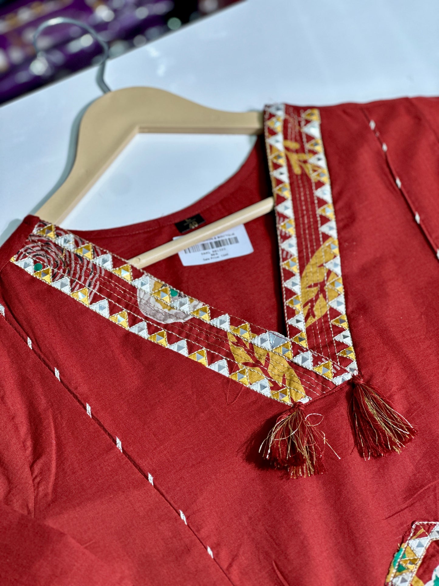 Pure Cotton Semi Formal Straight Suit With Beautiful Embroidery work on Designer Neck RR1322-REDESH MAROON