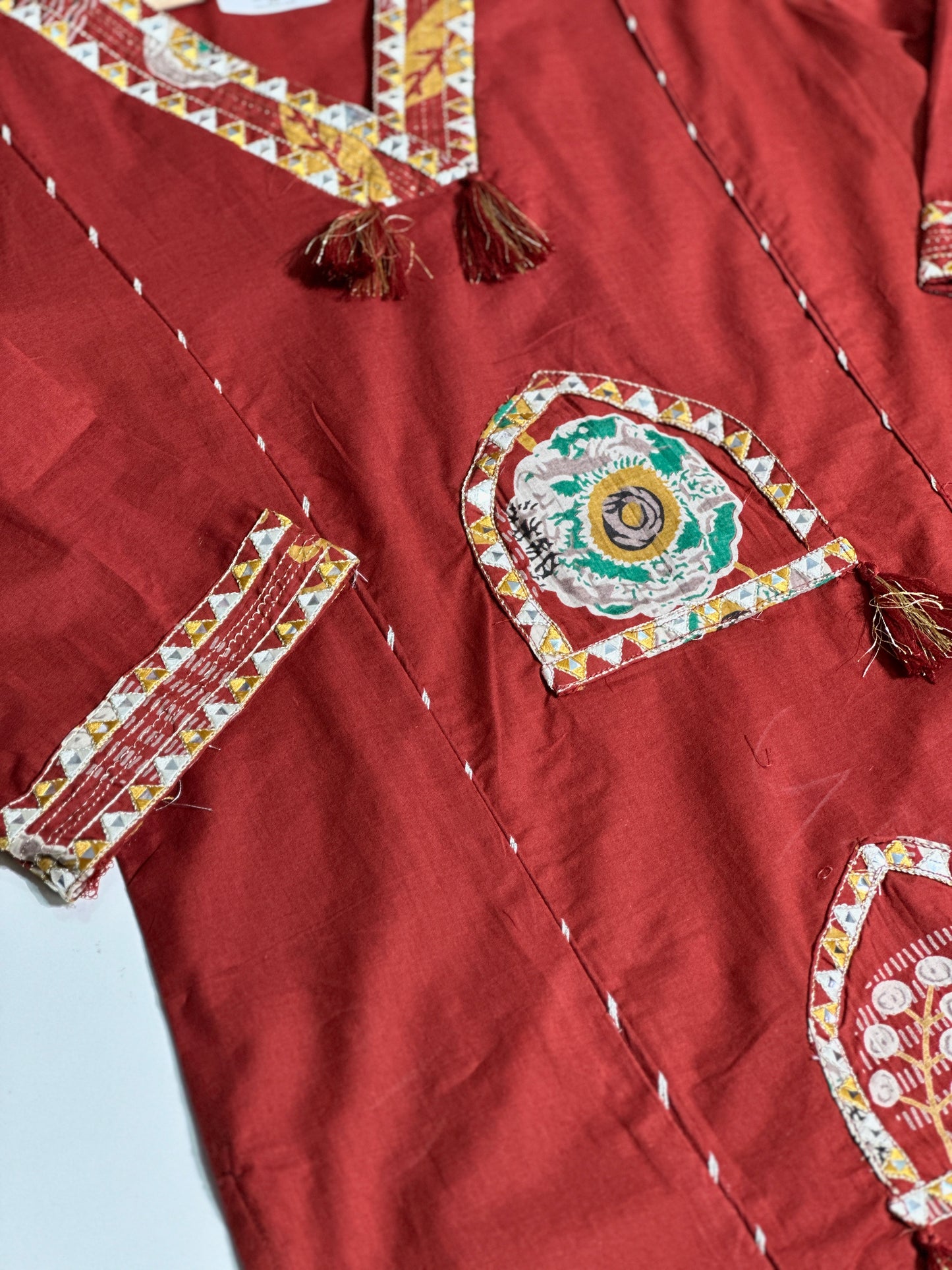 Pure Cotton Semi Formal Straight Suit With Beautiful Embroidery work on Designer Neck RR1322-REDESH MAROON