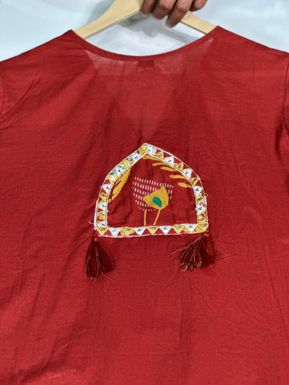 Pure Cotton Semi Formal Straight Suit With Beautiful Embroidery work on Designer Neck RR1322-REDESH MAROON