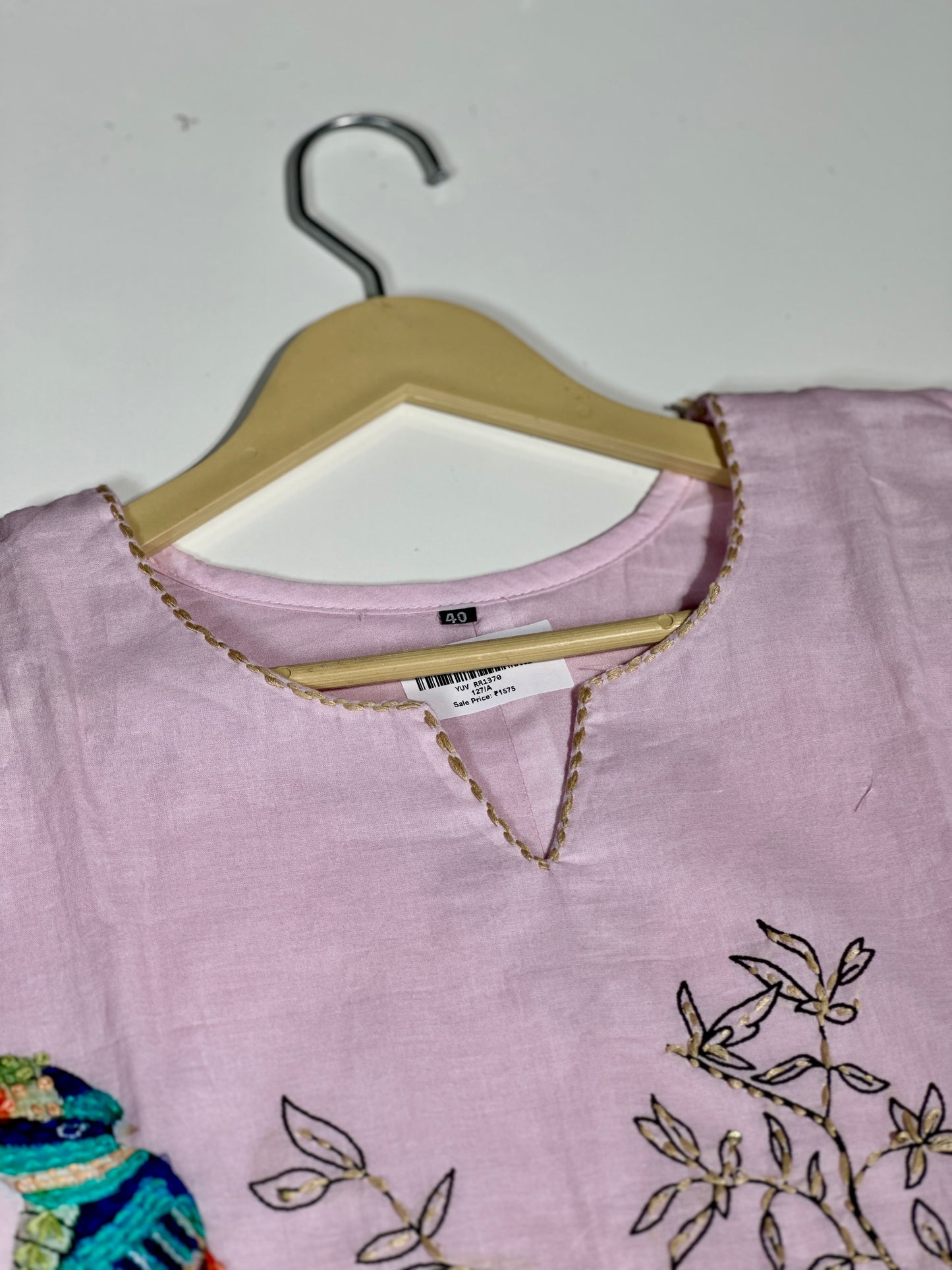 Pink Premium Kora Cotton Designer Neck Embroidered Straight Suit RR1370-PINK