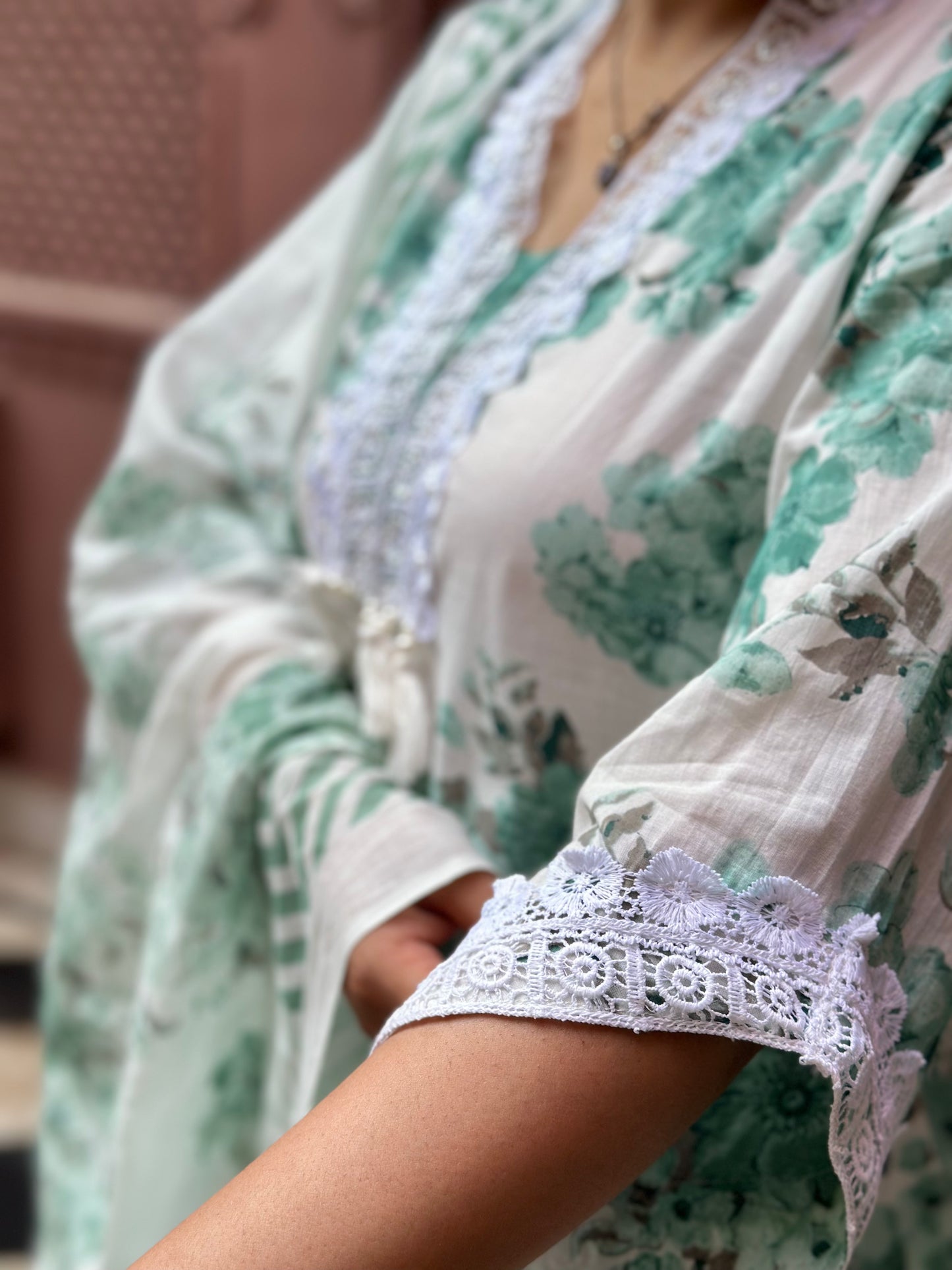 Women's White Cotton Straight Kurta Set with Embroidery, Lace Work & Tassels – Festive Wear (RR1032-White)