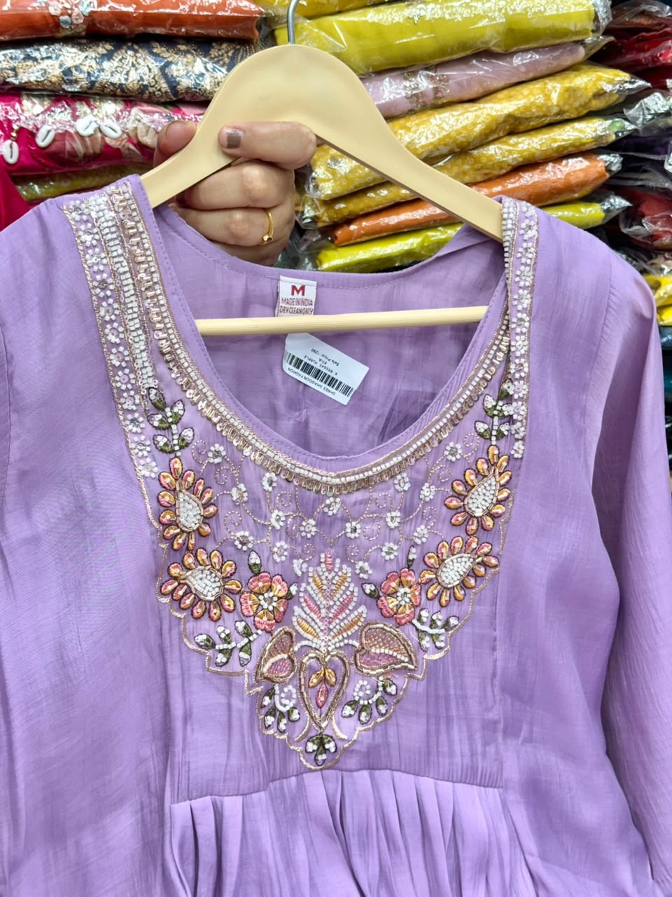 Pure Mul Chanderi A-Line 3-Piece Suit Set with Lace Dupatta - RR1645