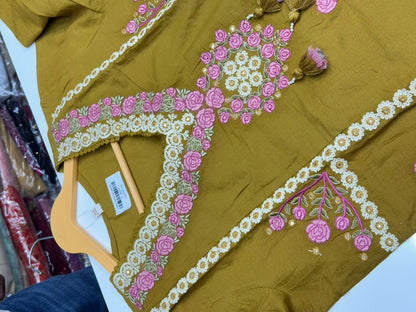 A-Line Cotton 3 Piece Kurti Set with Thread Work & Booti Work Dupatta – RR1618