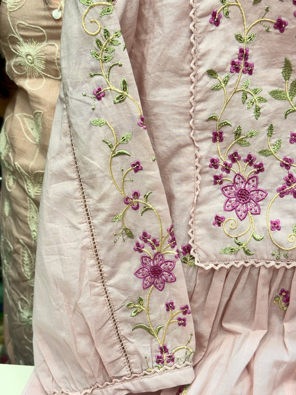 Cotton Anarkali 3 Piece Suit Set with Heavy Thread Work & Booti Embroidery – RR1555